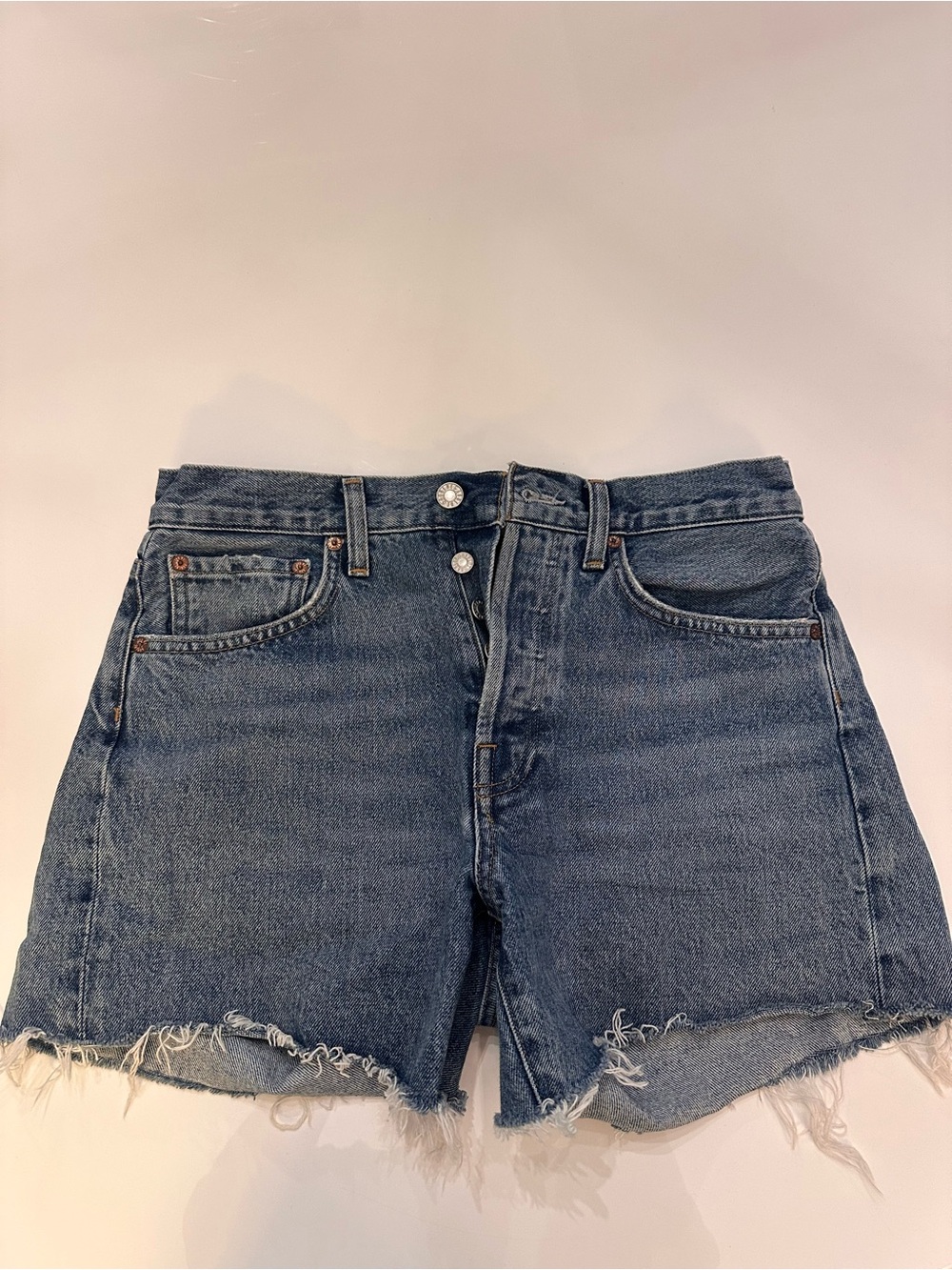 Agolde Parker Vintage High-Rise Denim Shorts - Medium Blue